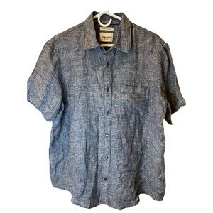 Men's Thom Aaron 100% Linen Short Sleeve Button Down Shirt - Size L